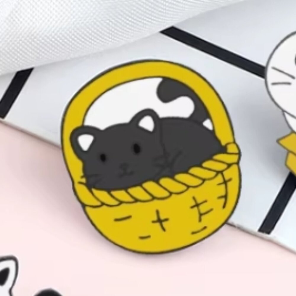 Cat - In A Basket - Enamal Pin